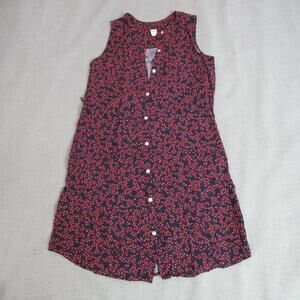 Gap Dress Womens Size S Tall Blue Cherries Sleeveless Button Preppy Beach Flowy